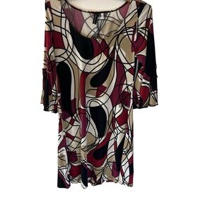 Vtg Y2K Heart‎ Soul Abstract Artsy Dress Women M Flirty Fun Fall Watercolor